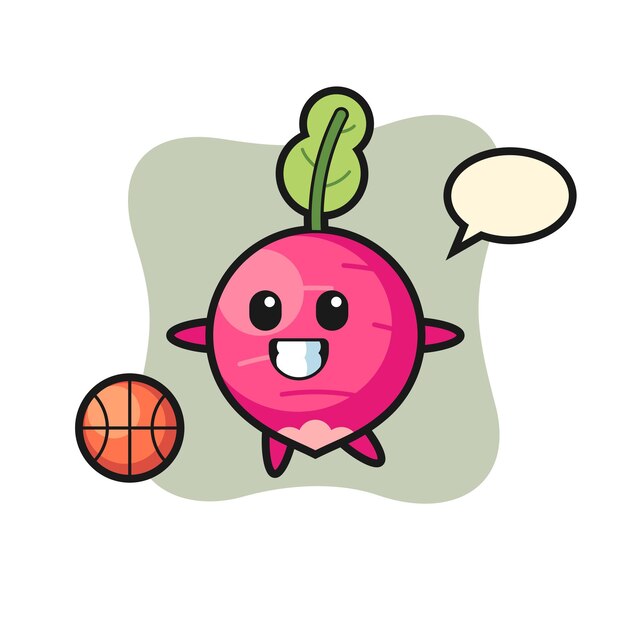 Illustration der rettichkarikatur spielt basketball