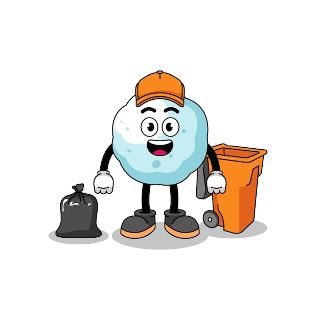 Illustration der schneeballkarikatur als garbage collector