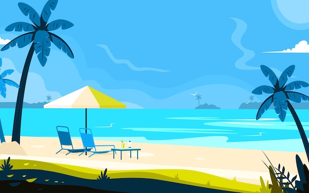 Illustration der strandlandschaft während des tages