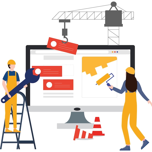 Illustration der Webseite im Aufbau