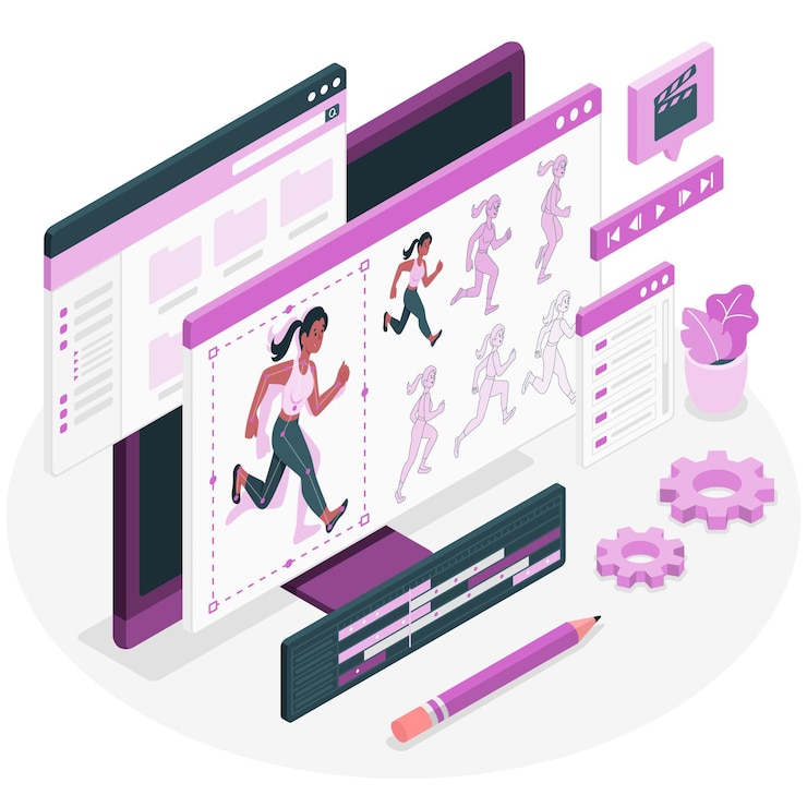 Vektor illustration des animationskonzepts (bewegung)