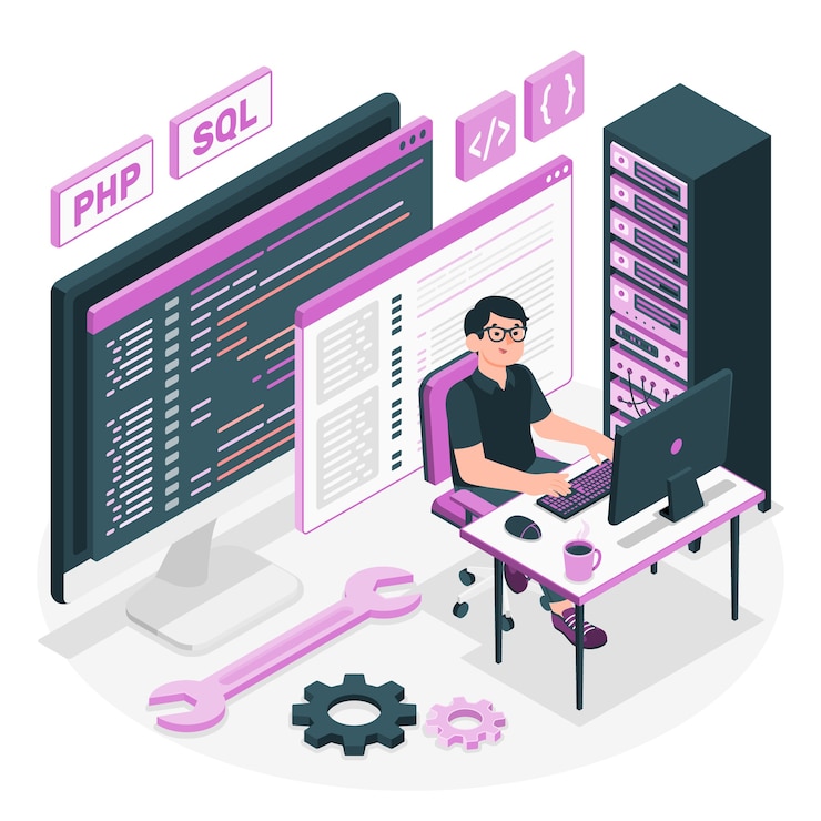 Vektor illustration des back-end-konzepts