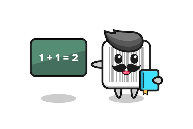 Vektor illustration des barcode-charakters als niedliches design eines lehrers
