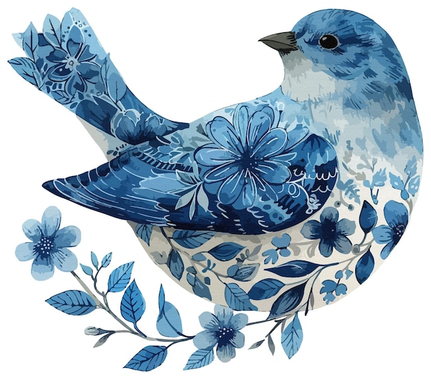 Illustration des blauen Vogels