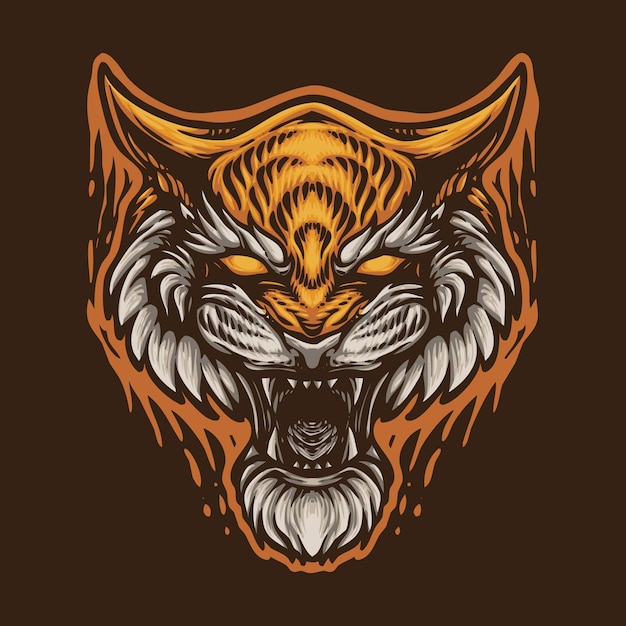 Vektor illustration des brüllenden tigers