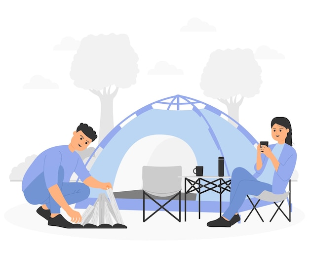 Illustration des campingkonzepts pro vector