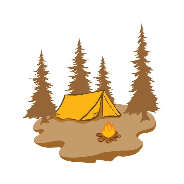 Illustration des campingzeltes auf dem berg