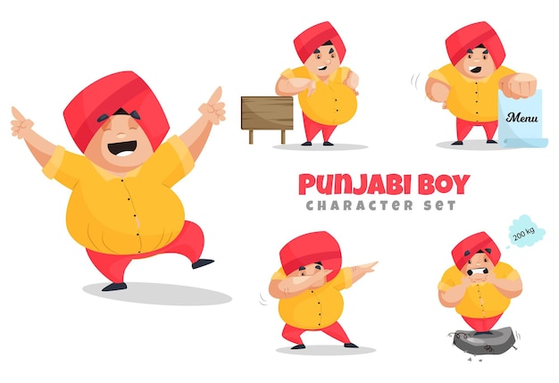 Illustration des cartoon punjabi boy zeichensatzes