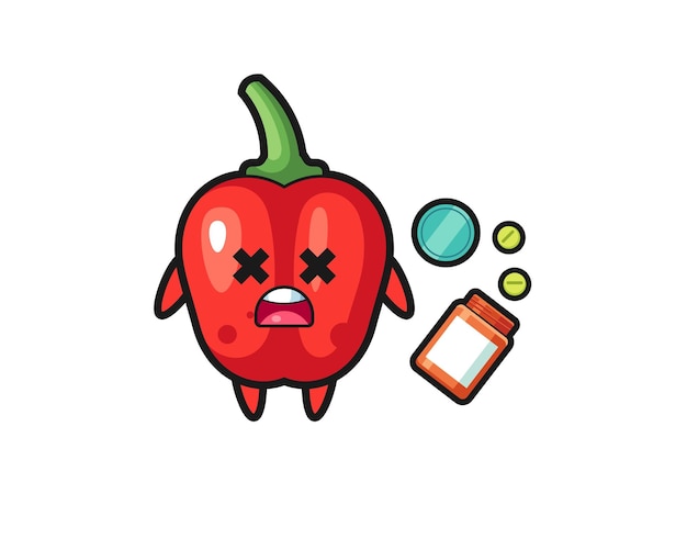 Illustration des charakters einer überdosis roter paprika