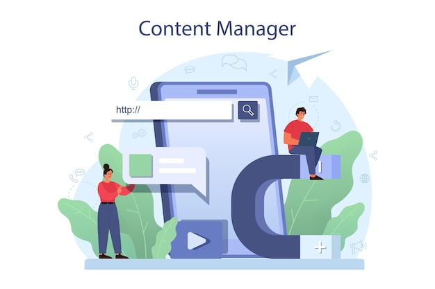 Vektor illustration des content-management-konzepts