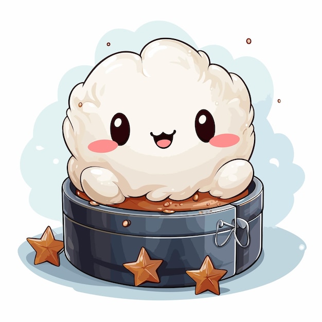 Illustration des Dim-Sum-Happy-Face-Kawaii-Anime-Looks