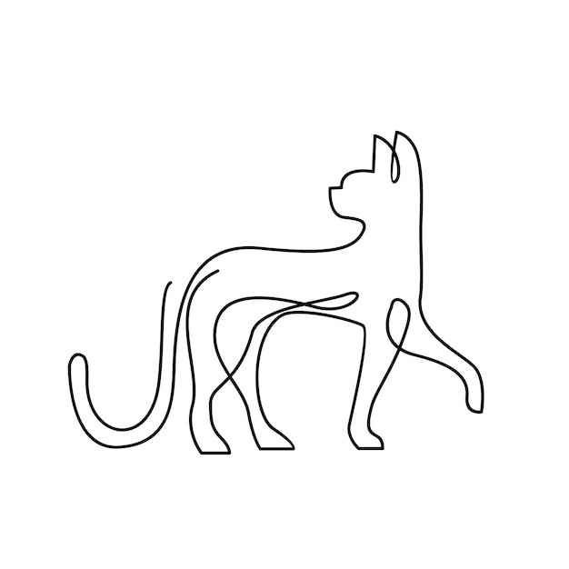 Illustration des einzeiligen logo-icon-designs der katze