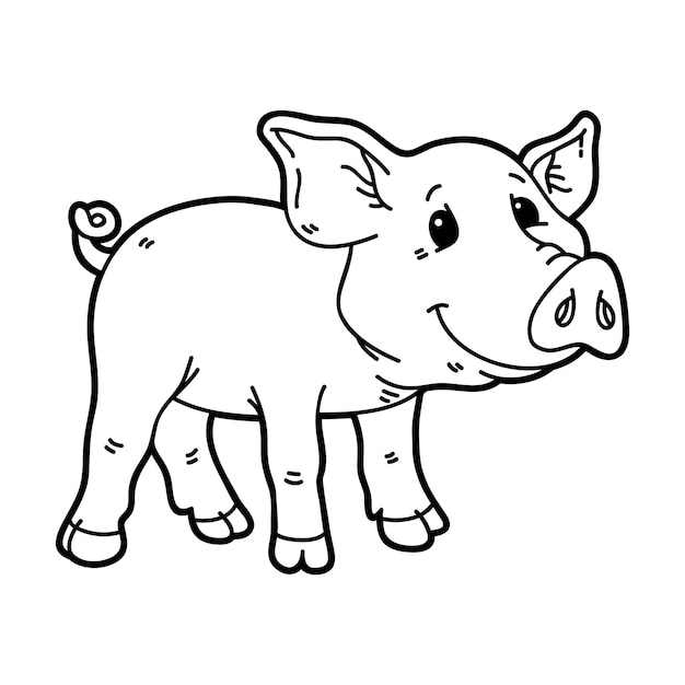 Vektor illustration des glücklichen cartoon-baby-schwein-charakters