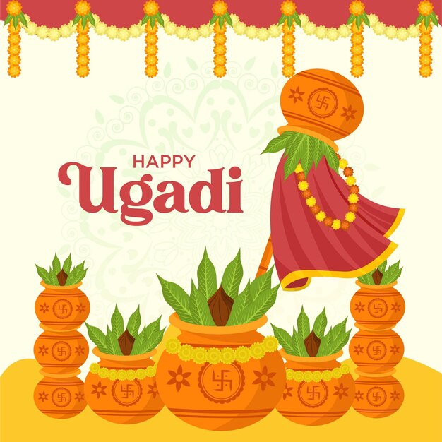 Illustration des glücklichen ugadi-entwurfs