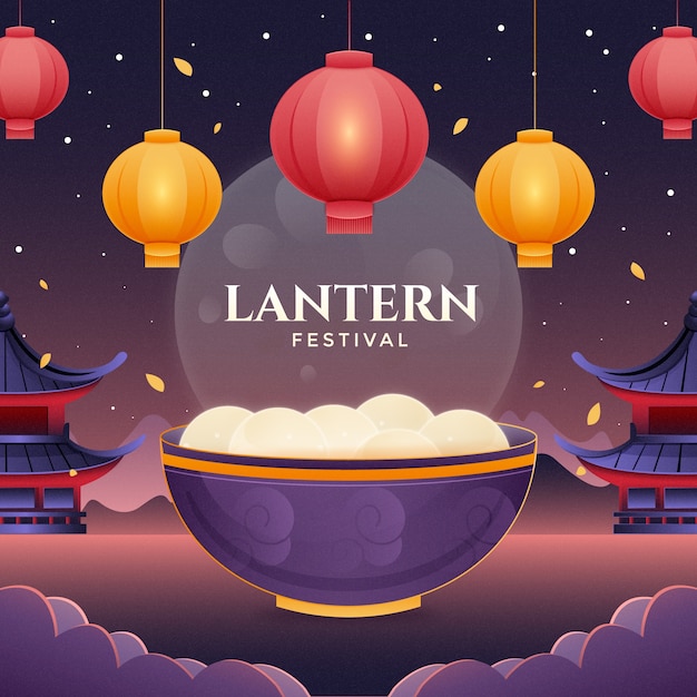 Vektor illustration des gradient lantern festivals