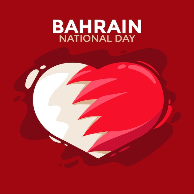 Illustration des herzform-konzepts feiern sie den nationalfeiertag von bahrain