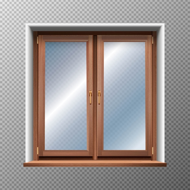 Illustration des Holzrahmenfensters. Isoliert