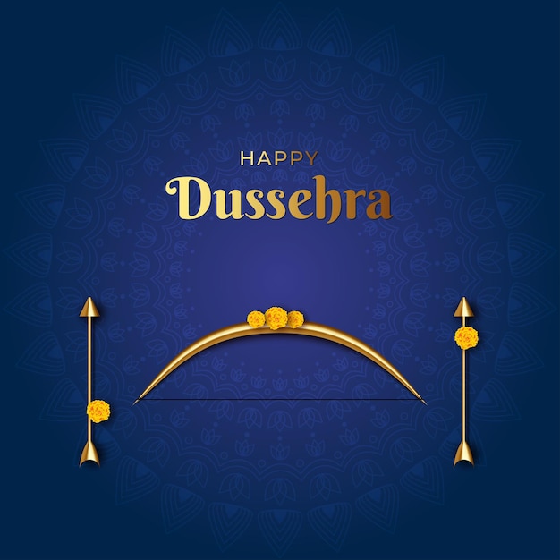 Illustration des indischen festivals glückliches dussehra-feierbanner mit dhanush baan