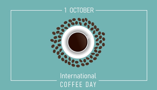 Illustration des internationalen kaffeetages, entwurfsschablone