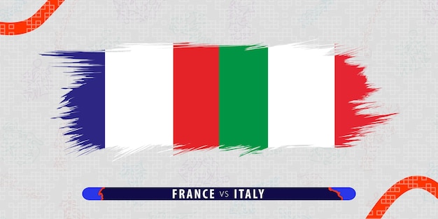 Vektor illustration des internationalen rugby-spiels frankreich gegen italien im pinselstrich-stil. abstrakte grungige ikone für rugby-spiel