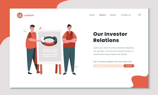 Illustration des investor-relations-berichts auf der website oder dem design der zielseite