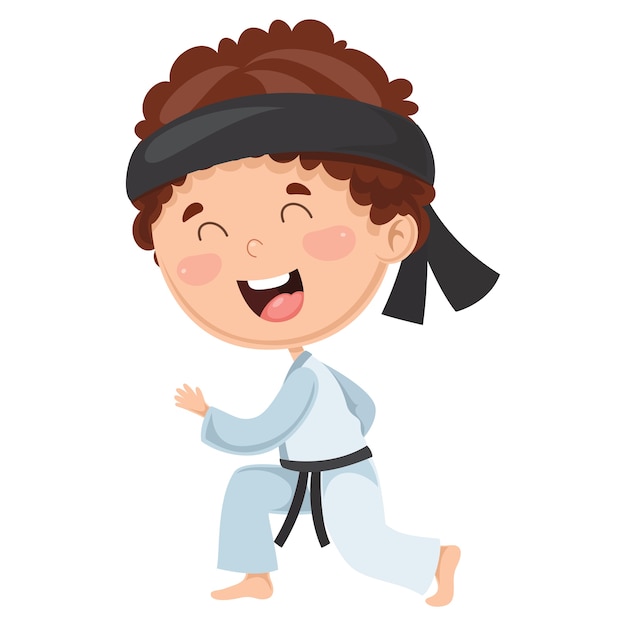 Illustration des kindes karate machend