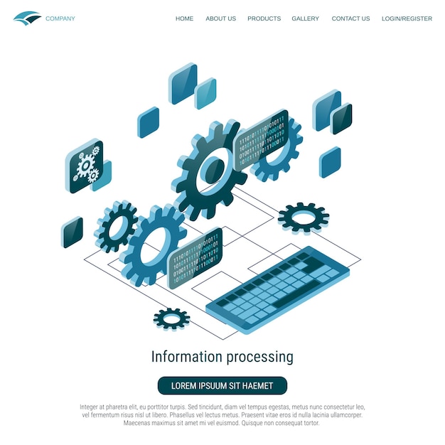 Illustration des Konzepts der flach 3D-isometrischen Vektor-Datenverarbeitung