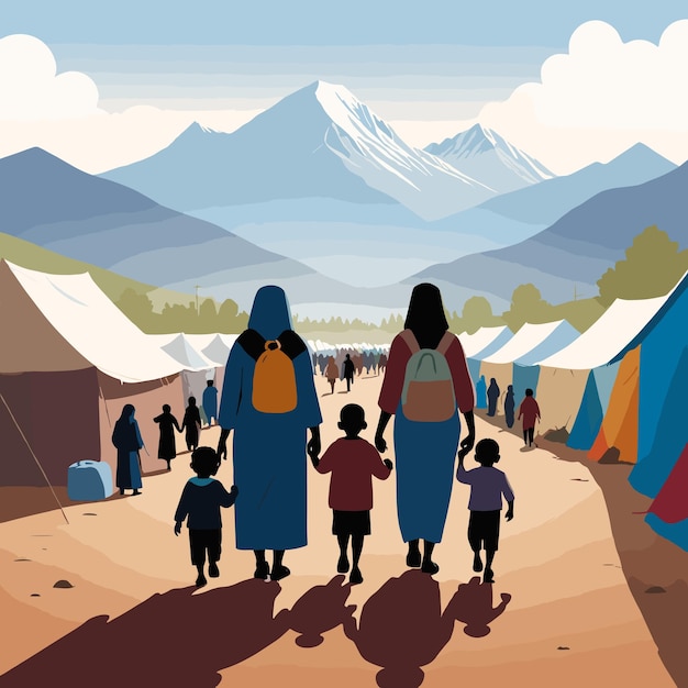 Vektor illustration des konzepts des internationalen flüchtlingstag