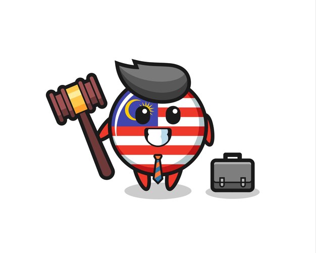 Illustration des maskottchens des malaysischen flaggenabzeichens als anwalt