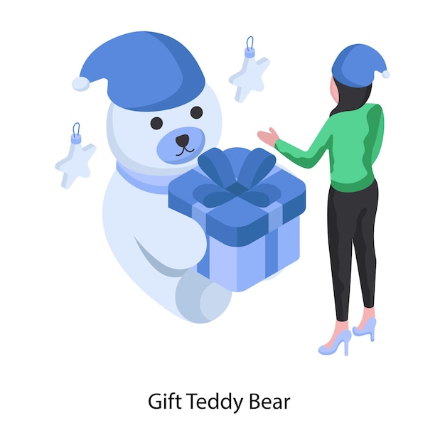 Illustration des modernen designs des geschenkteddybären