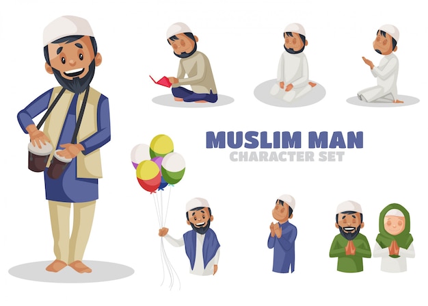 Illustration des muslimischen mann-zeichensatzes