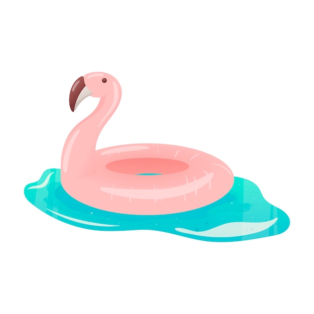 Illustration des niedlichen karikaturrosa flamingo-rettungsrings