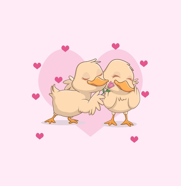 Illustration des niedlichen kleinen Entenpaares in der Liebe