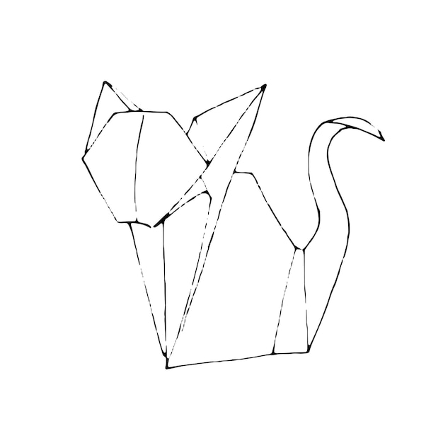 Vektor illustration des origami-papiertiers. clipart-katze