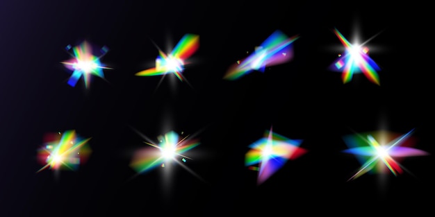 Vektor illustration des reflexionseffektvektors von lightrainbow-kristallen