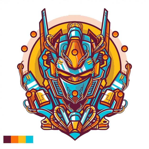 Illustration des Roboterkopfes für T-Shirt Design