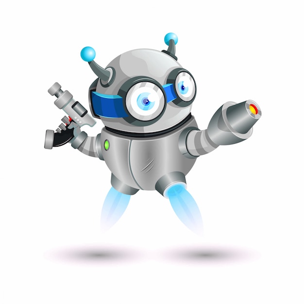 Illustration des Roboters mit Pistole und haben Turbokraft