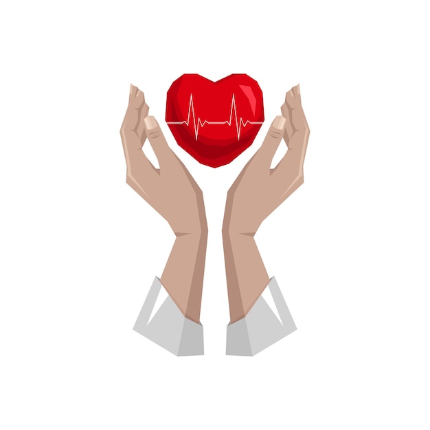 Illustration des save heart with heartbeat-konzepts schutz des herzens vor krankheit und krankheit