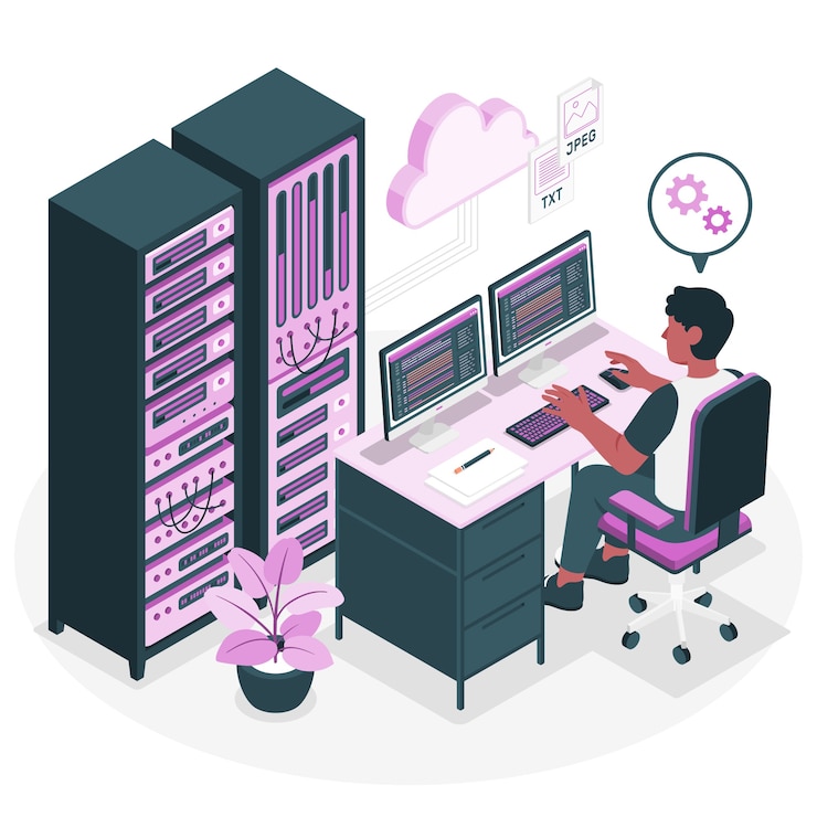 Vektor illustration des serverraumkonzepts