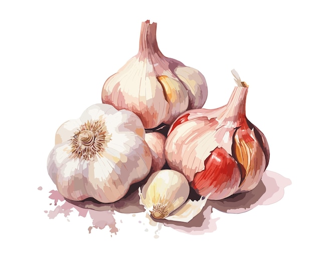 Illustration des stahlstils der knoblauch-aquarellmalerei