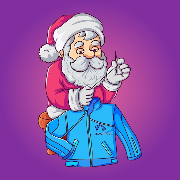 Illustration des süßen weihnachtsmanns, der in der hand ein hemd hält