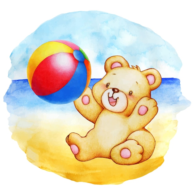 Illustration des teddybären am strand