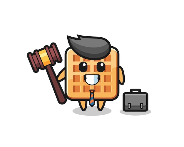 Vektor illustration des waffelmaskottchens als anwalt