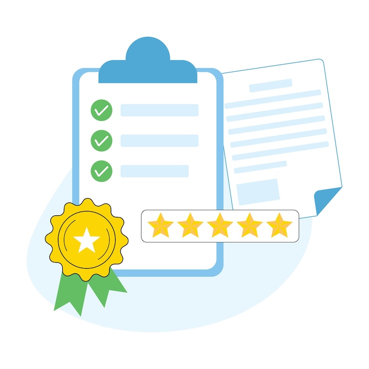 Vektor illustration des zertifizierten unternehmensberichts und des ratings