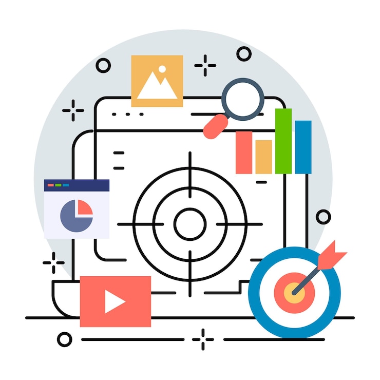 Vektor illustration des zielgerichteten geschäftsmarketingdesigns