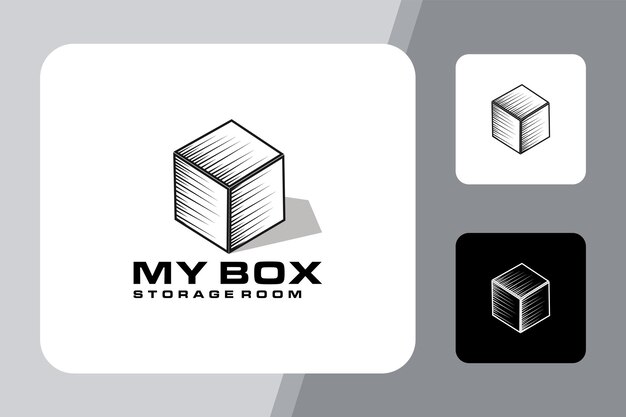 Illustration einer abstrakten aufbewahrungsbox aus klassischem logo-design