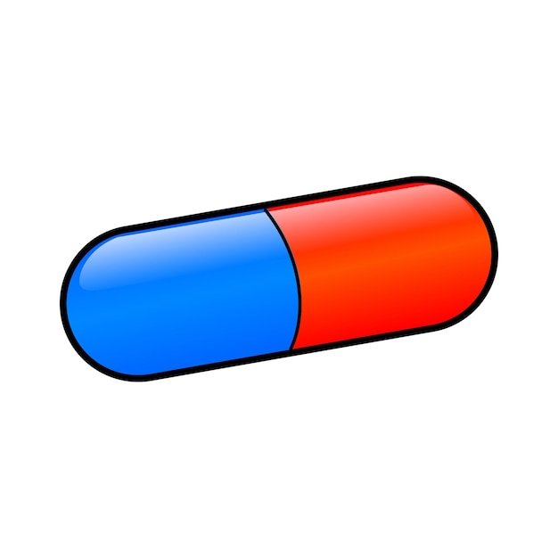 Vektor illustration einer blauen und roten pille auf weißem hintergrund