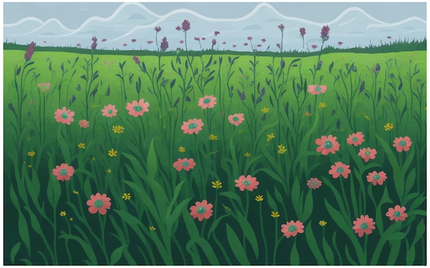 Vektor illustration einer blumenwiese im frühjahr