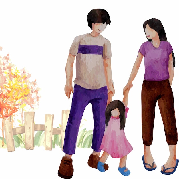 Illustration einer familie im urlaub im park