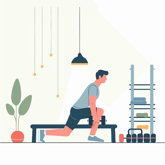 Vektor illustration einer fitness-person mit einem flachen designstil